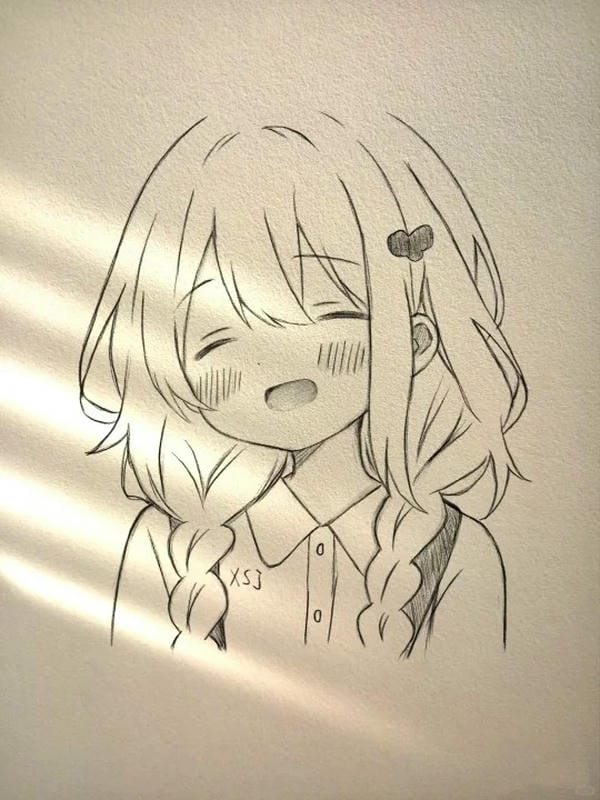 vẽ tranh anime nữ bằng bút chì 17