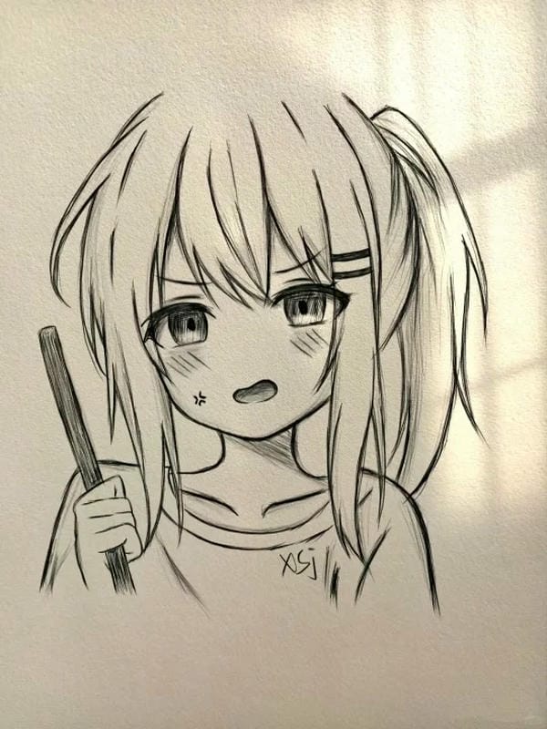 vẽ tranh anime nữ bằng bút chì 18