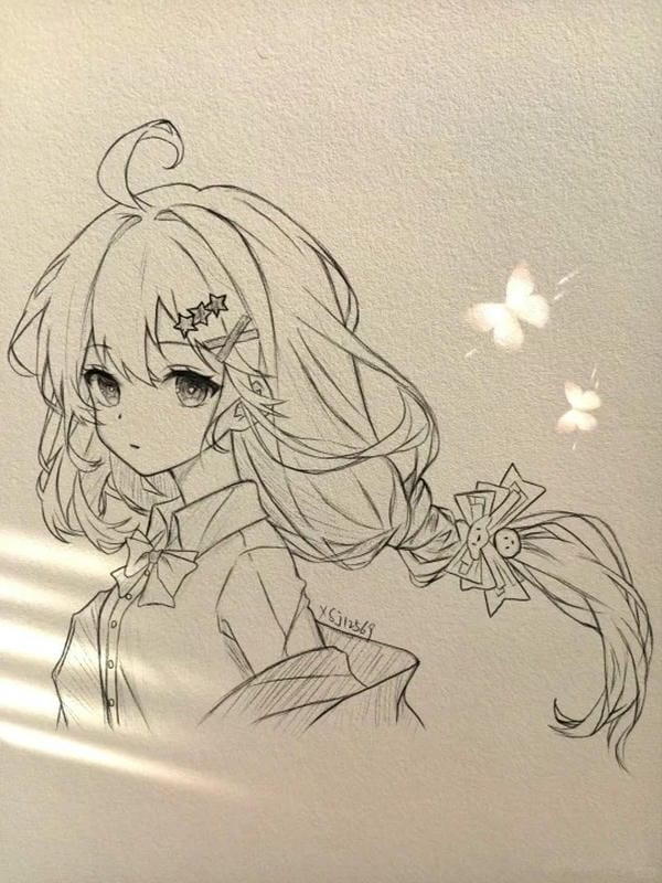 vẽ tranh anime nữ bằng bút chì 19