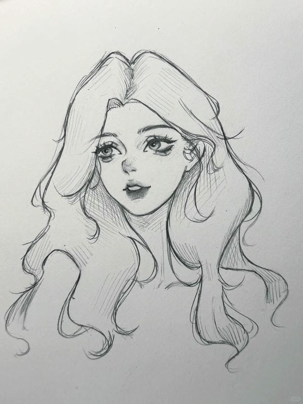 vẽ tranh anime nữ bằng bút chì 2