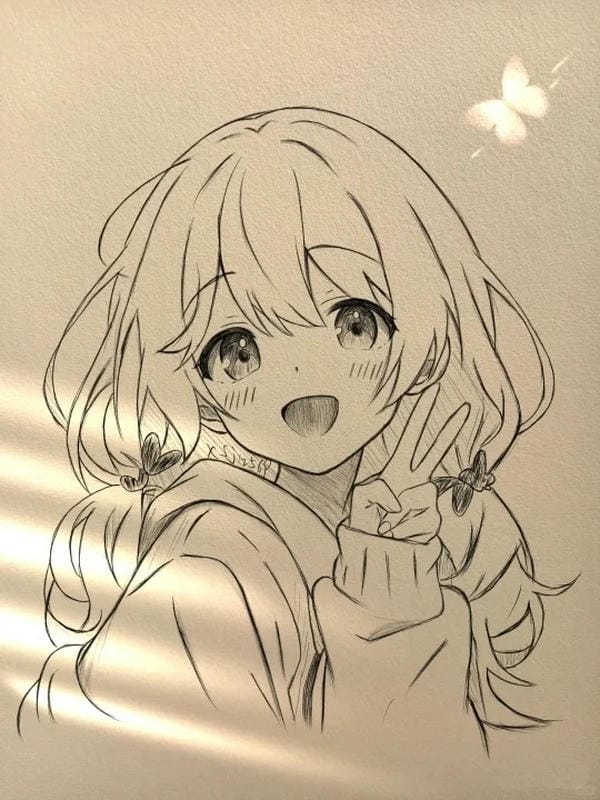 vẽ tranh anime nữ bằng bút chì 20