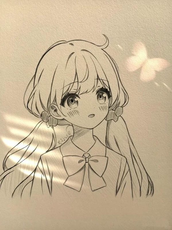 vẽ tranh anime nữ bằng bút chì 21