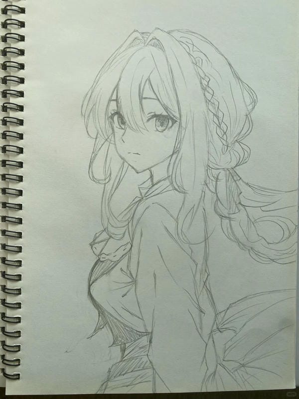 vẽ tranh anime nữ bằng bút chì 22