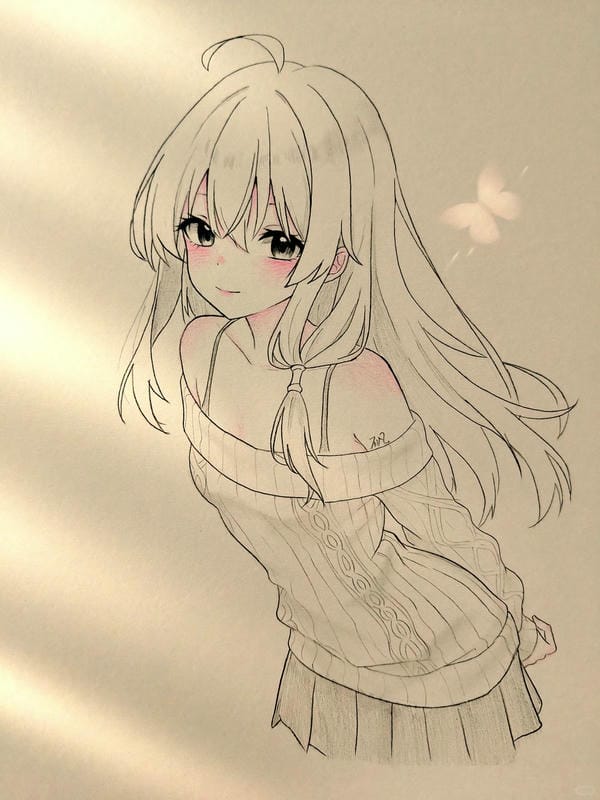 vẽ tranh anime nữ bằng bút chì 23