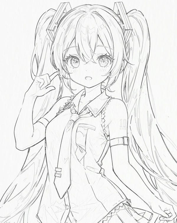 vẽ tranh anime nữ bằng bút chì 25