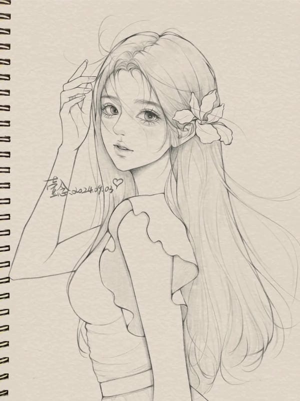 vẽ tranh anime nữ bằng bút chì 26