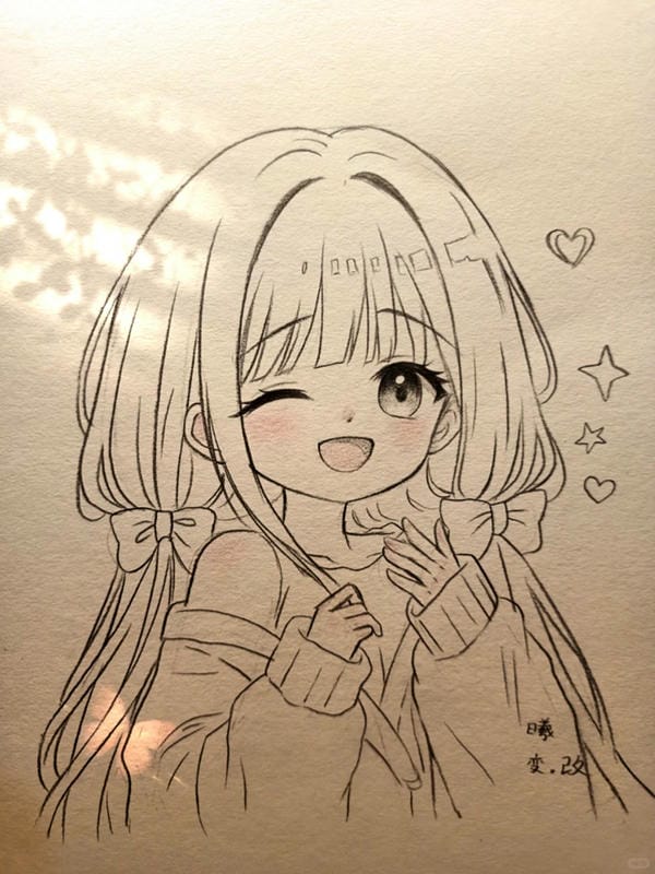 vẽ tranh anime nữ bằng bút chì 27