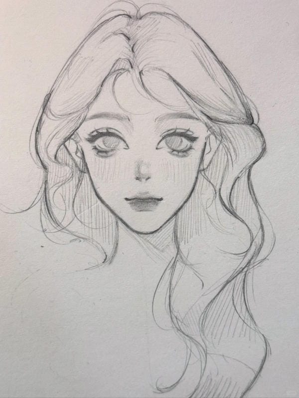 vẽ tranh anime nữ bằng bút chì 9