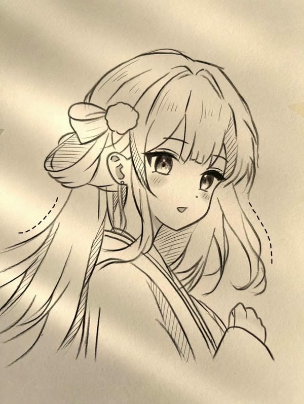 vẽ tranh anime nữ đơn giản