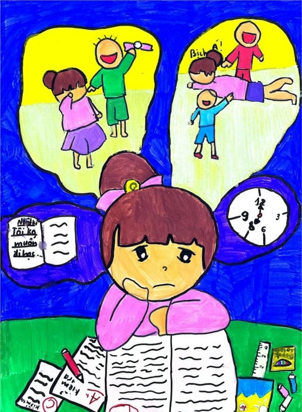 vẽ tranh bạo lực học đường 4