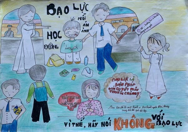 vẽ tranh bạo lực học đường 9