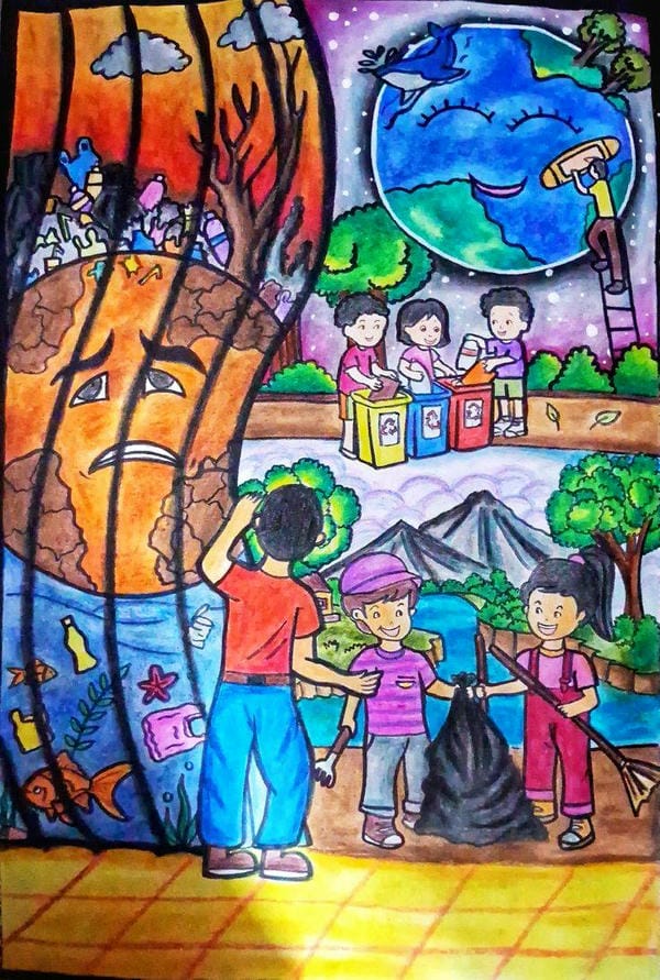 vẽ tranh bảo vệ môi trường bằng giấy a3​ 10