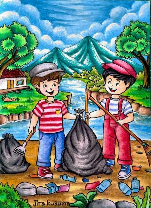 vẽ tranh bảo vệ môi trường bằng giấy a3​ 12