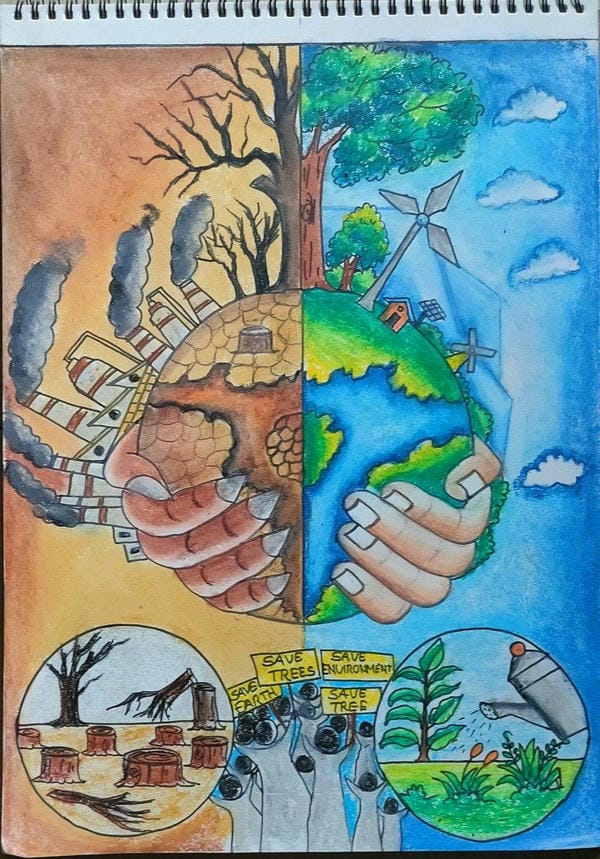 vẽ tranh bảo vệ môi trường bằng giấy a3​ 2