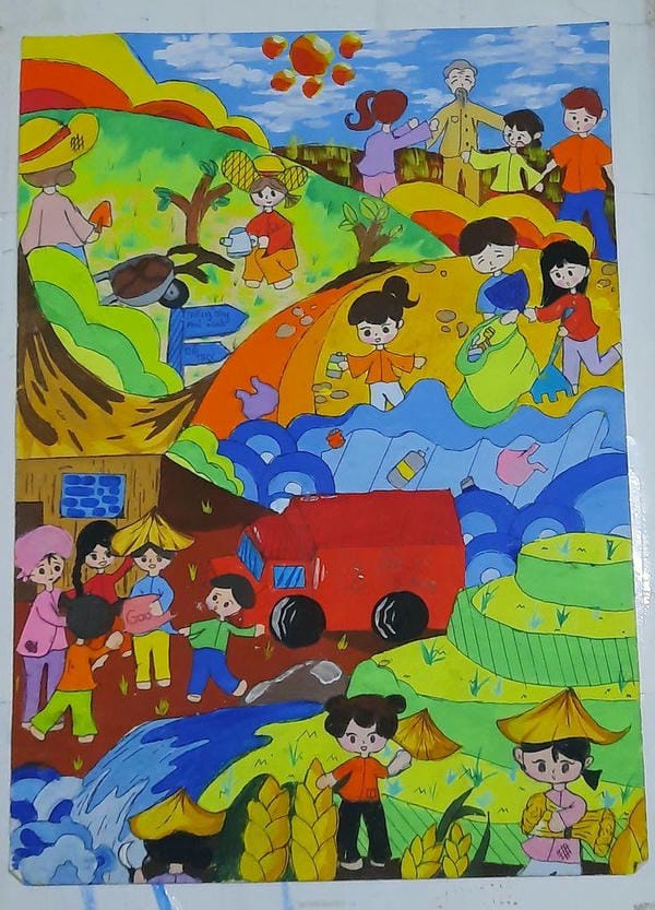 vẽ tranh bảo vệ môi trường đơn giản và đẹp