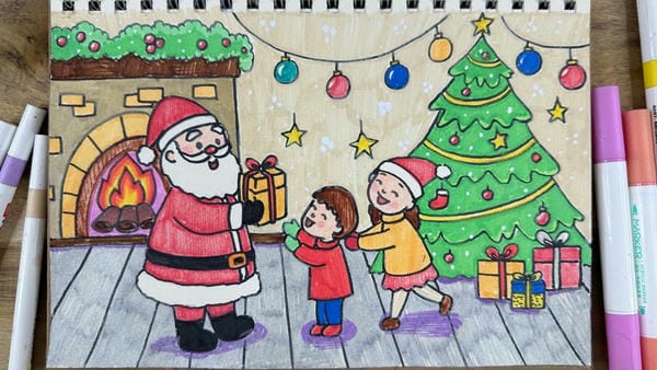 vẽ tranh chủ đề lễ hội noel