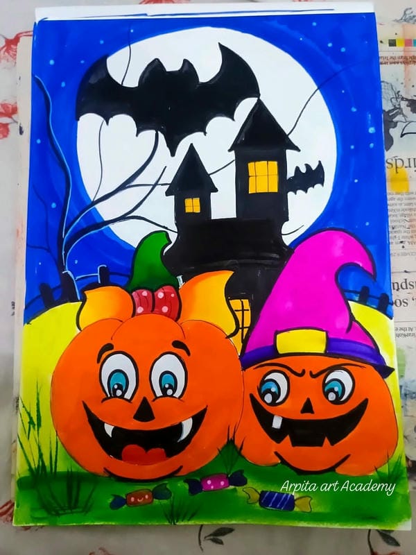 vẽ tranh đề tài lễ hội halloween 11