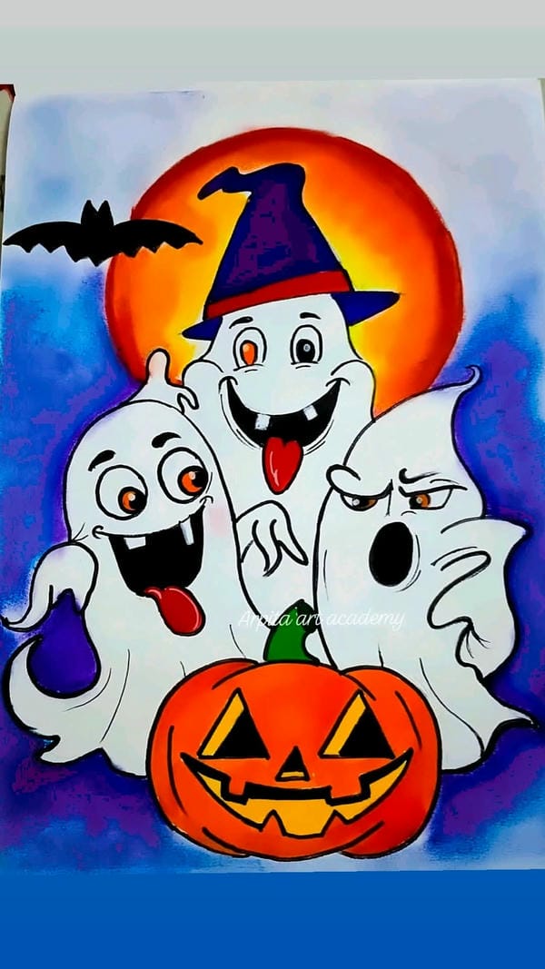 vẽ tranh đề tài lễ hội halloween 12