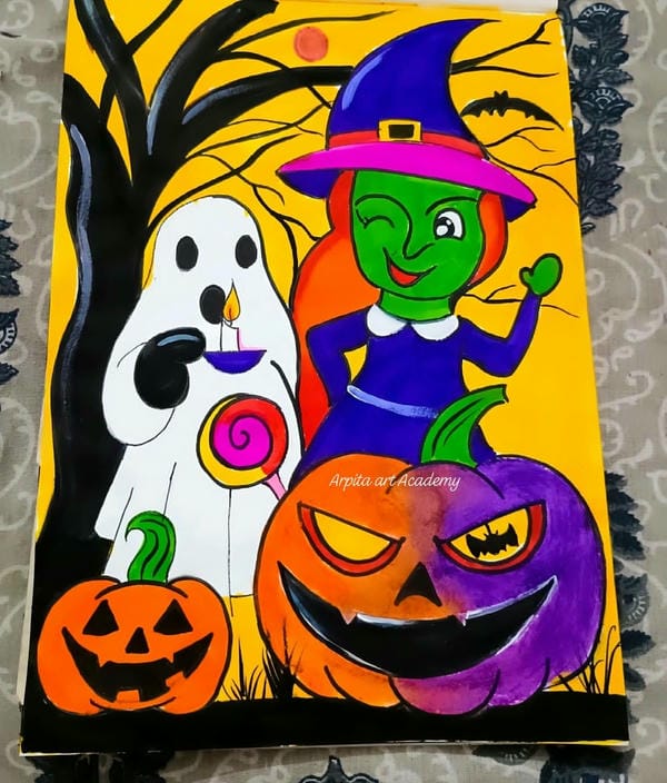 vẽ tranh đề tài lễ hội halloween 14