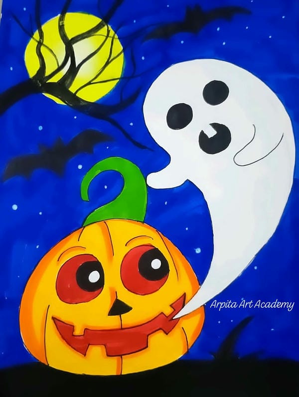 vẽ tranh đề tài lễ hội halloween 15