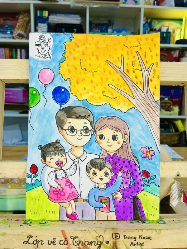 vẽ tranh gia đình đẹp nhất 1