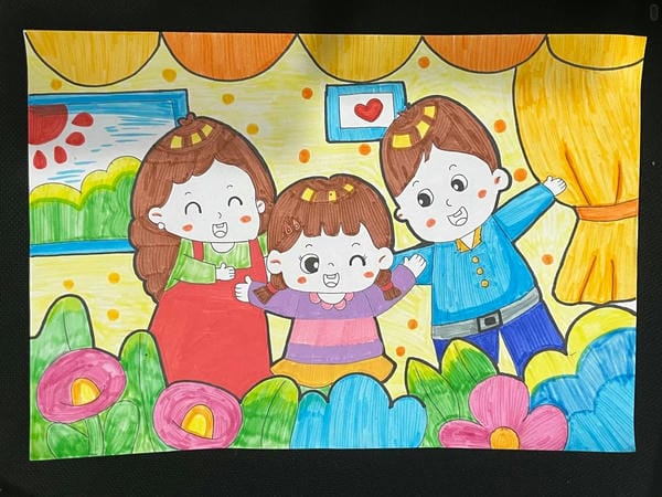 vẽ tranh gia đình đẹp nhất 9