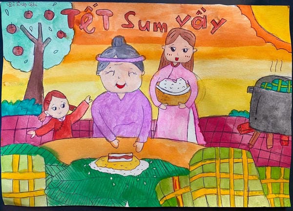 vẽ tranh gia đình ngày tết 11