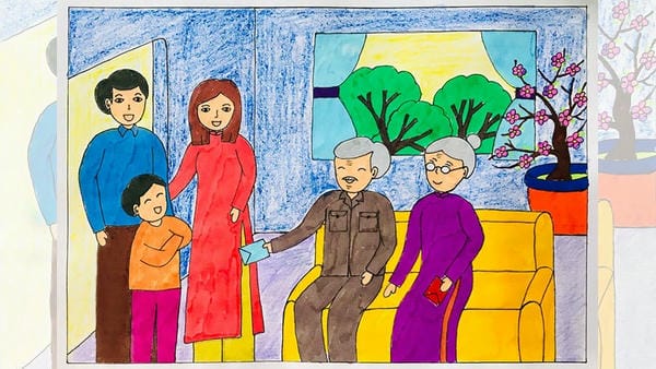 vẽ tranh gia đình ngày tết 18