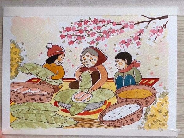 vẽ tranh gia đình ngày tết 6