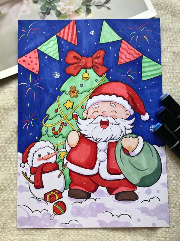 vẽ tranh lễ hội noel 9