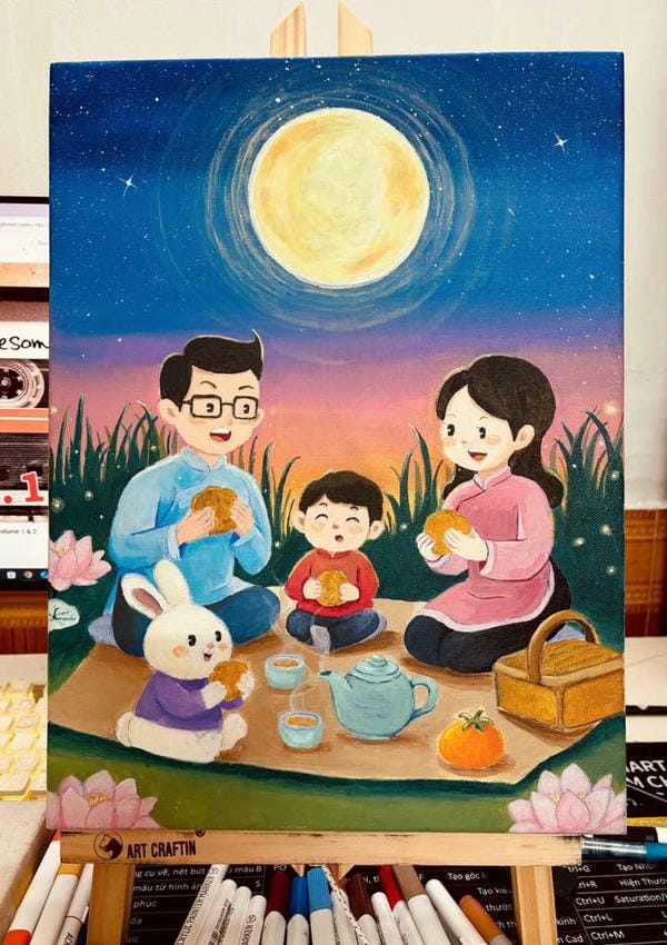 vẽ tranh lễ hội trung thu 1