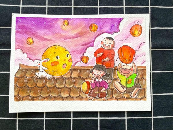 vẽ tranh lễ hội trung thu 12