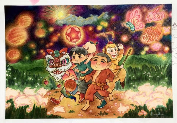 vẽ tranh lễ hội trung thu 3