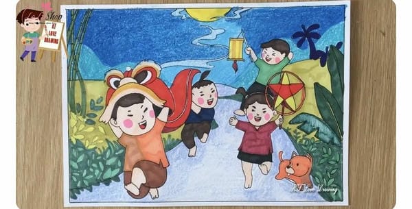 vẽ tranh lễ hội trung thu 5