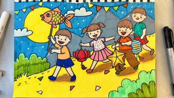vẽ tranh lễ hội trung thu 6