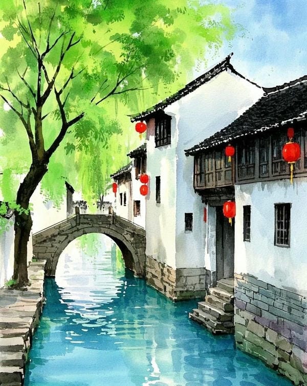 vẽ tranh phong cảnh bằng màu nước​ 11