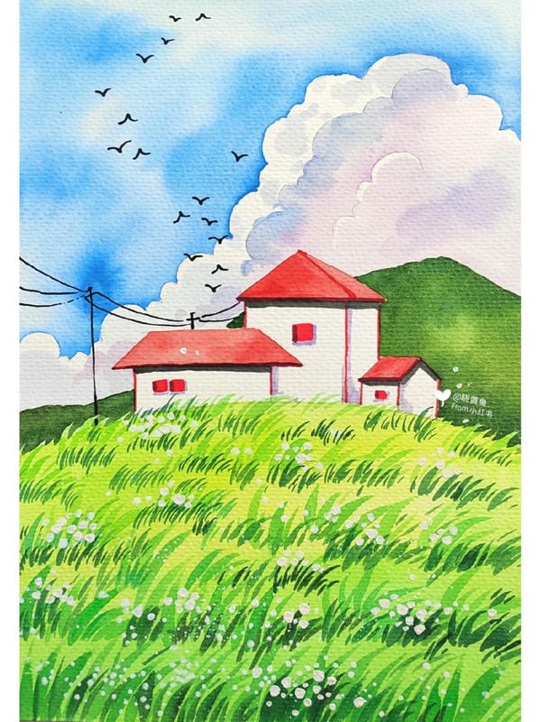 vẽ tranh phong cảnh bằng màu nước​ 14