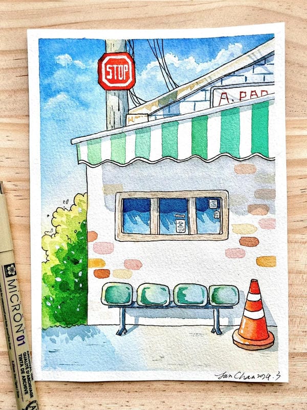 vẽ tranh phong cảnh bằng màu nước​ 15