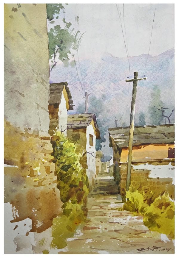 vẽ tranh phong cảnh bằng màu nước​ 19