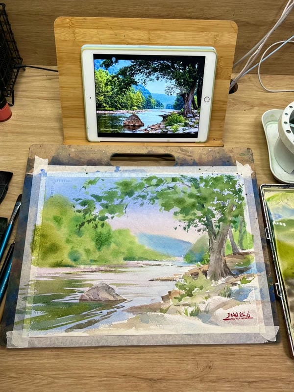 vẽ tranh phong cảnh bằng màu nước​ 20
