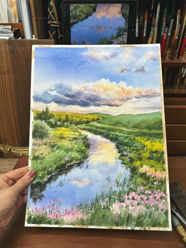 vẽ tranh phong cảnh bằng màu nước​ 21