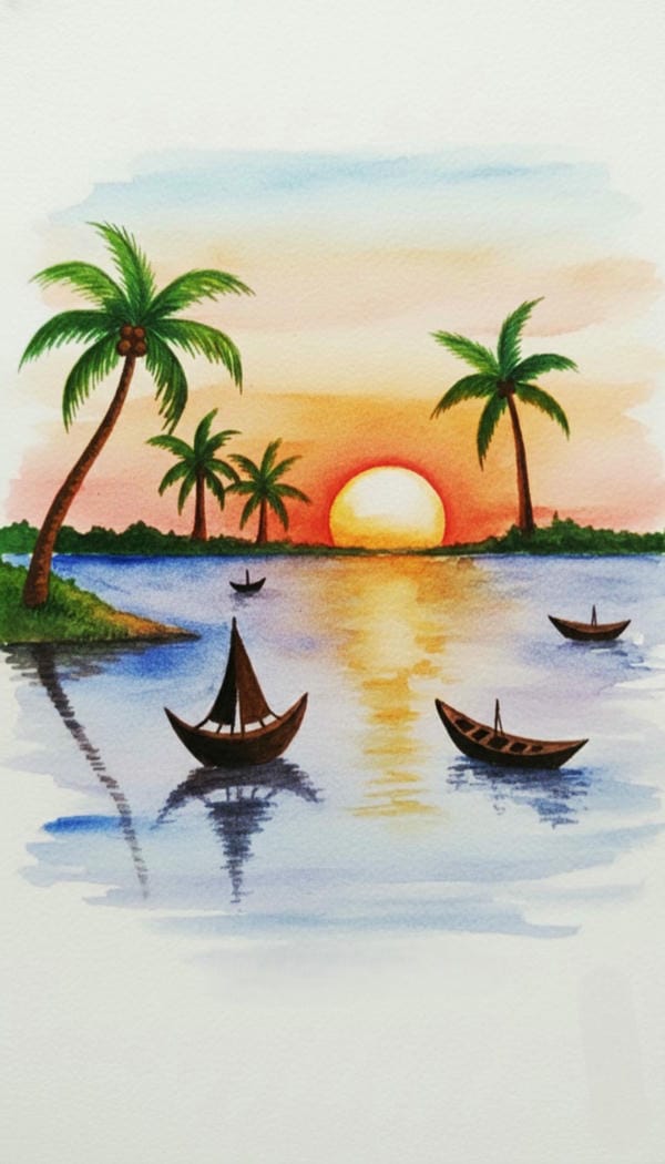 vẽ tranh phong cảnh bằng màu nước​ 3