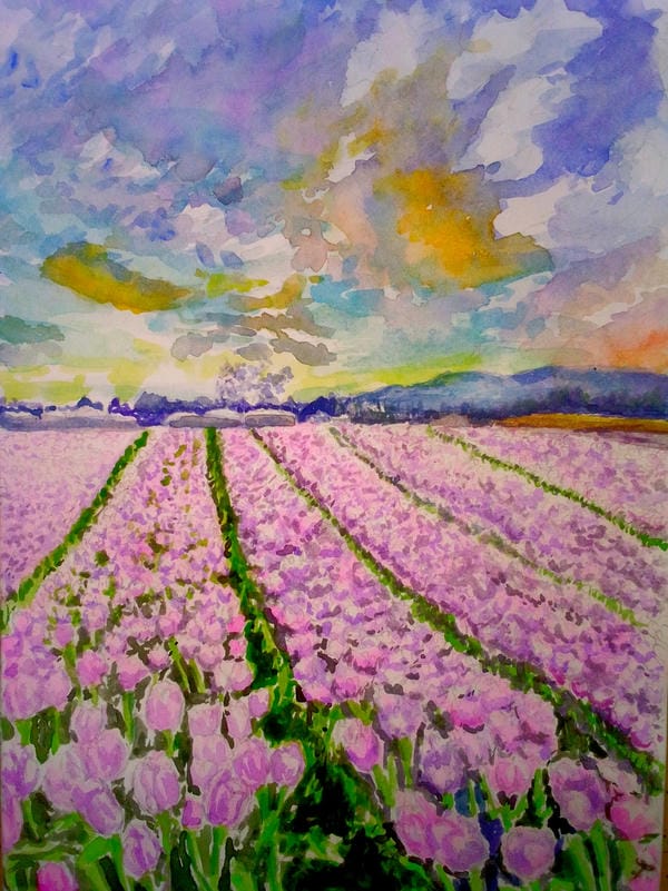 vẽ tranh phong cảnh bằng màu nước​ 4