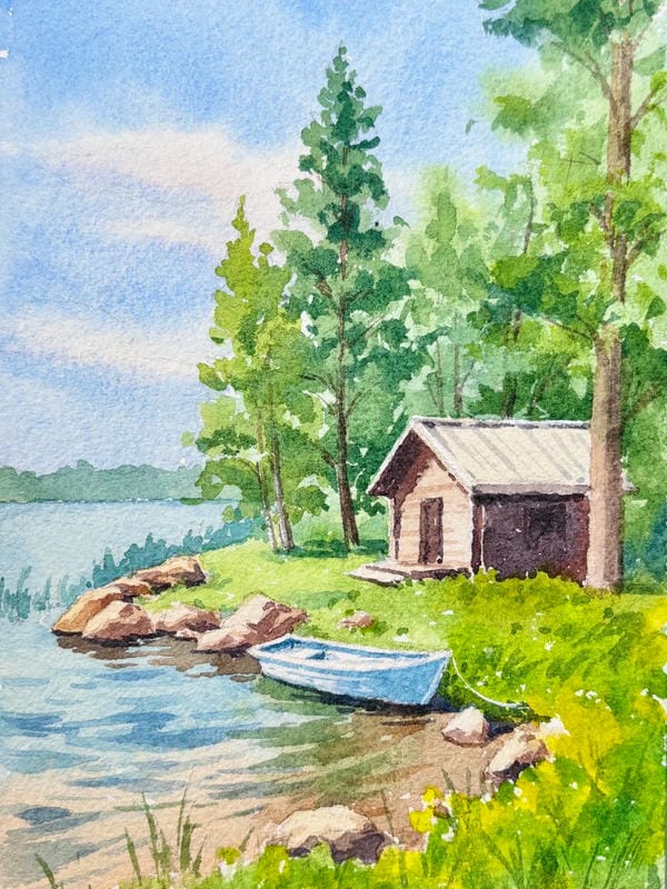 vẽ tranh phong cảnh bằng màu nước​ 6