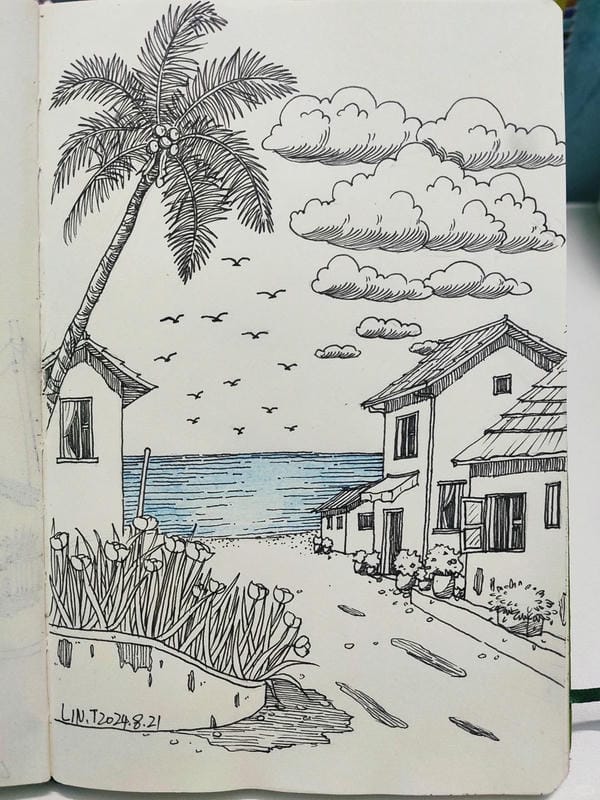 vẽ tranh phong cảnh biển 23