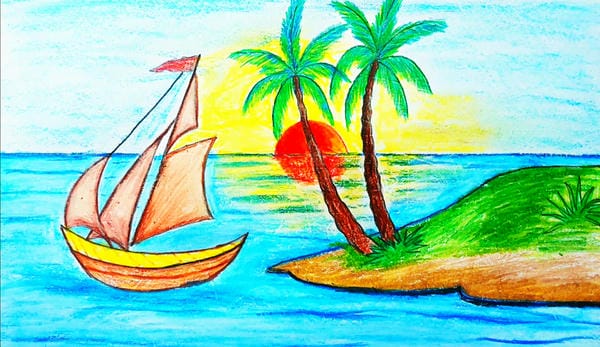 vẽ tranh phong cảnh biển 8