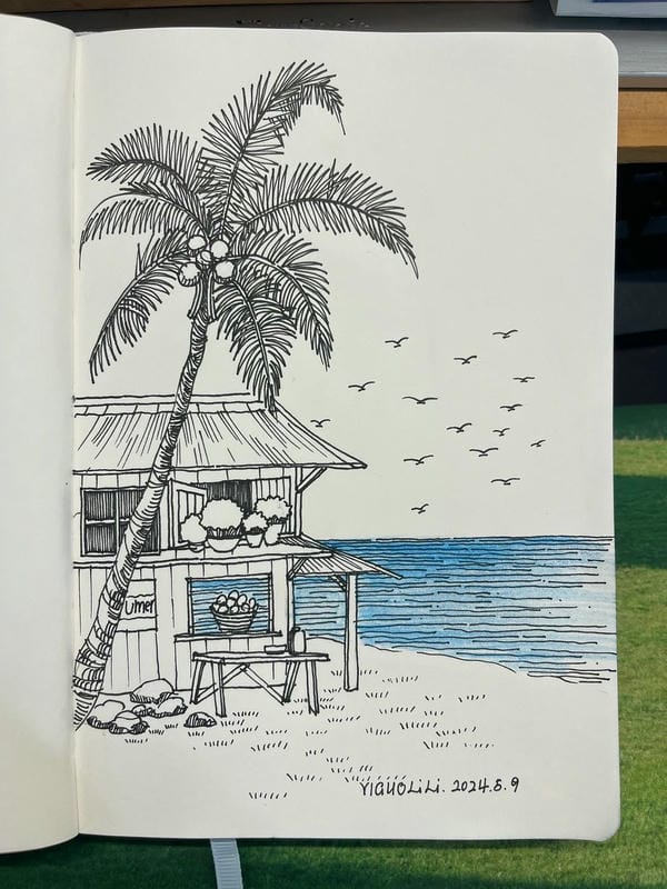 vẽ tranh phong cảnh biển bằng bút chì