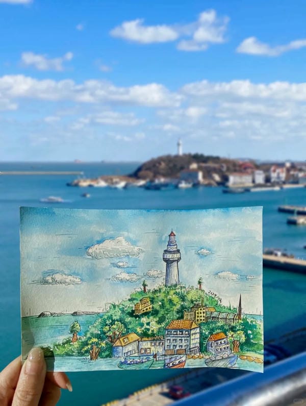 vẽ tranh phong cảnh biển đơn giản mà đẹp