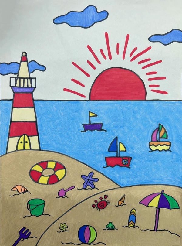 vẽ tranh phong cảnh biển hoàng hôn