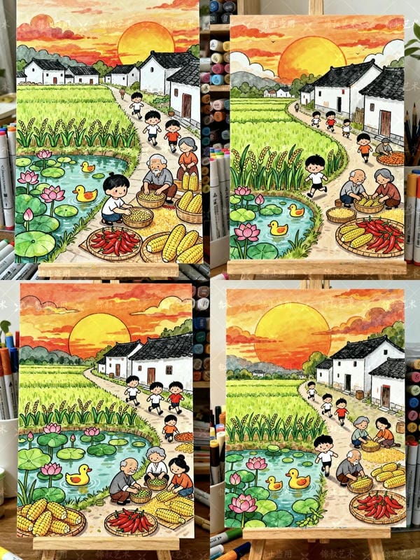 vẽ tranh phong cảnh làng quê 15